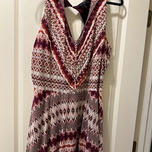Burgundy and white patterned dress